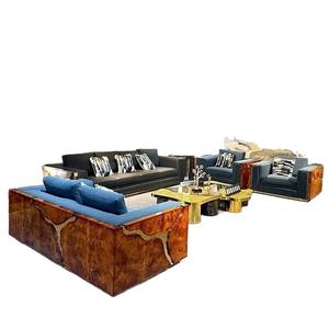 Canapés de villa royale sur mesure haut de gamme, canapé de luxe <span class=keywords><strong>3</strong></span> places, <span class=keywords><strong>suite</strong></span> de salon, canapé sectionnel en cuir véritable, meubles de salon - Product Image 6