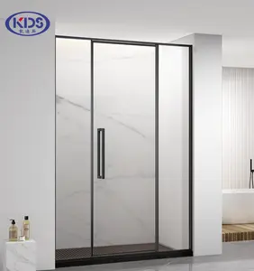 Luxus Design Zwei feste One Pivot Dusche Glastür Mattschwarz Schwingt ür Duschraum türen