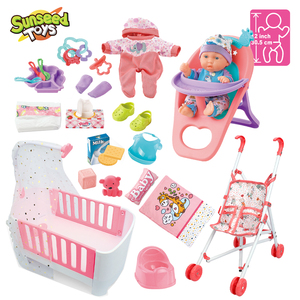 Poupée bébé <span class=keywords><strong>en</strong></span> plastique Sunseed de 12 pouces pour poussette, berceau, <span class=keywords><strong>chaise</strong></span> <span class=keywords><strong>haute</strong></span>, pot et accessoires d'alimentation, jeu d'imitation pour filles - Product Image 1