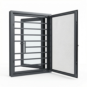 Fenêtres à battants en aluminium à rupture de pont thermique à haute performance avec moustiquaires et barreaux pour maisons - Product Image 1
