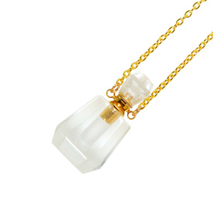Natural Rock <b>Crystal</b> Essential Oil Bottle <b>Necklace</b> Gemstone Aromatherapy <b>Necklace</b> with <b>Gold</b> Chain - Product Image 5