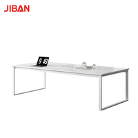 Table de conférence rectangulaire blanche moderne 6 places avec pieds en panneau de bois pour bureau, salle de réunion, salle de formation - Vente en gros