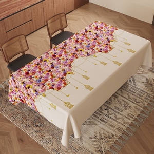 Bền cổ điển PVC tablecover không thấm nước và dầu-proof hình chữ nhật ăn vải đơn giản Thiết kế hoa không dệt kỹ thuật - Product Image 2
