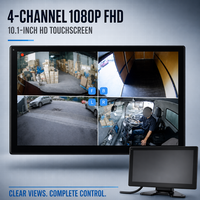 MDVR 4 canaux 4G AI avec écran TFT-LCD 10 pouces, étanche IP67, AHD 720P, vue panoramique 360°, ADAS, GPS, garantie 1 an