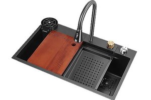 Fregadero de Cocina Nano Track, Fregadero Individual Grande de Acero Inoxidable, con Función Integrada de Lavado, Corte y Drenaje - Product Image 3