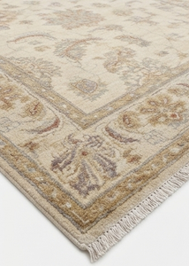 Tapis en microfibre Coral Weavers noué à la main, motif floral persan Oushak, tons neutres, à poils ras, avec envers en laine, épaisseur moyenne, pour salon - Product Image 2