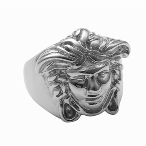 European American Style Titanium Steel Women's Face <b>Ring</b> Retro <b>Silver</b> Gift Jewelry - Product Image 5