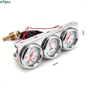 Panel cromado de 2 pulgadas para kit de medidores de coche, triple indicador con presión de aceite, temperatura del agua y amperímetro, nuevo, esfera blanca - BX101323 - Product Image 3