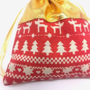 Customizable Cotton Drawstring Bags with Gold and <b>Silver</b> <b>Cloth</b> Printed Christmas Patterns Holiday Supplies - Product Image 4