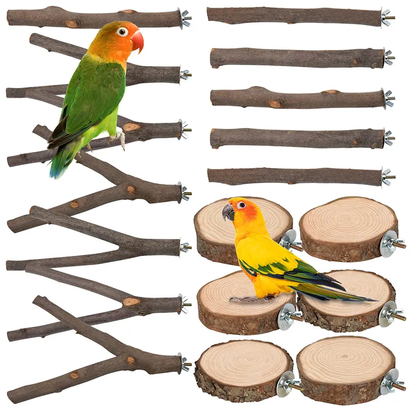 Natuurlijk Hout Stand Platform Parkiet Speelgoed Vogelkooi Accessoires Vogel Baars Voor Papegaaien Budgies