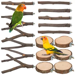 Plateforme en bois naturel, jouets pour perruches, accessoires pour cage à oiseaux, perchoir pour oiseaux, perchoir pour perruches - Product Image 1
