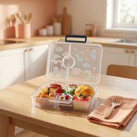 Boîte à bento pour enfants avec logo personnalisé, mignonne, anti-fuite, sans BPA, transparente, en forme de dinosaure, 2 compartiments, matériau de qualité alimentaire pour la rentrée scolaire