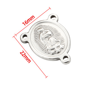 Colgante Conector de la Virgen María de 3 Orificios |   Colgante de medalla de acero inoxidable para la elaboración de rosarios, colgante de conexión para cuentas - Product Image 4