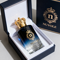 Flacon de parfum personnalisé à la mode, bleu dégradé, 100 ml, flacons de parfum en verre ronds avec emballage en boîte