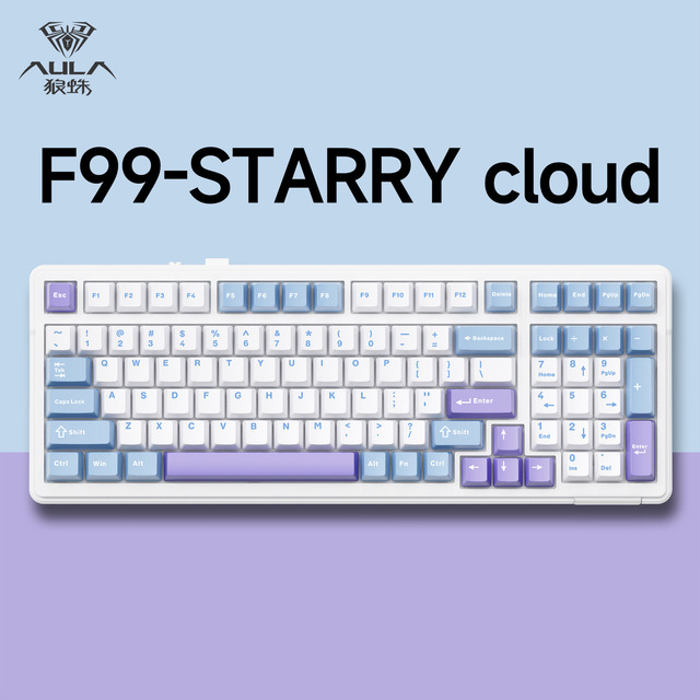 AULA F99 RGB Backlit USB Wireless Mechanical Tri-Mode Hot Swappable Gasket Structure Projection Keyboard for PC Tablet