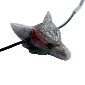 Pendentif tête de <span class=keywords><strong>loup</strong></span> en cristal de quartz pierre de sang percé, - Product Image 3