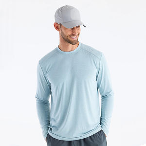 カスタムメンズウルトラソフトバンブーUPF50サンプロテクションUVSPFシャツ長袖軽量クイックドライスイムTシャツラッシュガード - Product Image 1