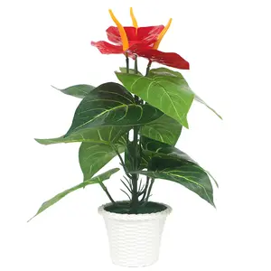 Groothandel Natuurlijke Kunstmatige Tuin Blossom Anthurium Blad Planten Voor Huis Decoratie