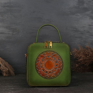 Bolso Cuadrado de Cuero 100% Genuino, Bolso de Mano de Alta Calidad en Color Vega Tan para Mujer, Bolso de Mano para Mujeres Rusas - Product Image 5