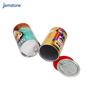 custom printers food paper composite cans round paper cans packaging with red plastic lid