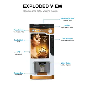 Best-seller Distributeur automatique de café commercial intelligent à commande tactile intelligente de grande capacité