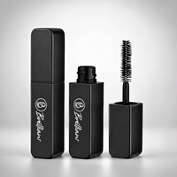 Mini tubes de mascara vides en aluminium noir carrés de 5 ml avec applicateur, étiquettes personnalisées, petit contenant cosmétique, emballage de flacon