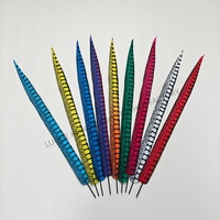 Plumes de fausse queue de faisan rayées de 65 cm, couleurs multicolores, pour coiffes de carnaval, chapeaux de danse Samba, décoration de chapellerie - Vente en gros