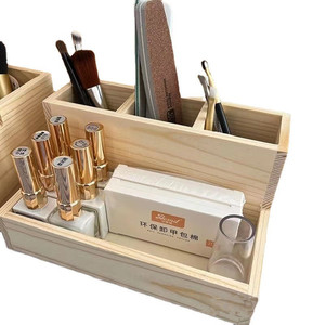 Wooden Nail Art Storage <b>Box</b> Desktop Organizer With Compartments Eco-Friendly <b>Makeup</b> Tool Holder 2L Capacity - Product Image 5