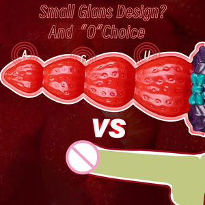 هزاز جيلانس فانتازي على شكل فراولة مع كأس شفط، سدادة شرجية سيليكونية على شكل وحش لطيف بـ 4 عقد، ألعاب جنسية شرجية لعيد الميلاد - Product Image 4