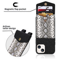 Mode personnalisé imprimé serpent pu porte-cartes tpu écologique biodégradable bandoulière étui de téléphone portable portefeuille pour iphone 15 16