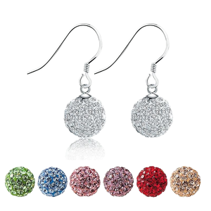 MYF Free 10-12mm brillante <span class=keywords><strong>Disco</strong></span> Crystal Pave Ball pendientes señoras compromiso regalo fina plata esterlina Stud joyería pagar envío - Product Image 2