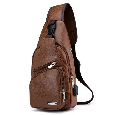 2022 factory USB leather Fashion handbags for man one-shoulder backpack outdoor sports men's bag