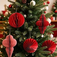 Boules de Noël en papier, décorations suspendues pour arbre, rouge, vert, blanc, en stock, lot, vente en gros