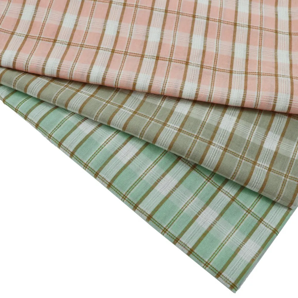 Fabricante muestra gratis ligero transpirable jacquard gingham 100 tela de algodón para camisas vestido almohada