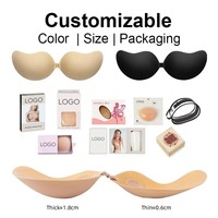 Usine En Gros Coton Push-Up V Profond Tissu Éponge Soutien-Gorge Haute Viscosité Respirant Sans Bretelles Sexy Style Logo Coupe Vente Chaude