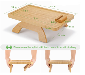 Bamboo Sofa <strong>Tray</strong> Table Clip on Side Table for Wide Couches Arm, Foldable Couch <strong>Tray</strong> with <strong>Rotating</strong> Phone Holder - Product Image 2