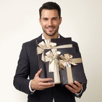 Recycelbare Schachteln mit Band und Texturdruck, Goldfolie UV-Beschichtet, Starre Lebensmittelboxen für 9/12/25 Pralinen, Großhandel