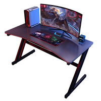 Precio al por mayor de alta calidad Cool RGB Light Gaming Desk Z Shaped Large Black Computer Desk Home Office Gaming Table para PC