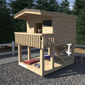 Large Outdoor Double <b>Wooden</b> Dog <b>House</b> with Non-Slip Elevated Pet Nest Floral Pattern and Removable Cover for <b>Cats</b> - Product Image 3
