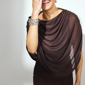 Women's Cape Style Loose Top Solid Color Irregular Folds Polyester <b>Wedding</b> <b>Jacket</b> <b>Wrap</b> - Product Image 2