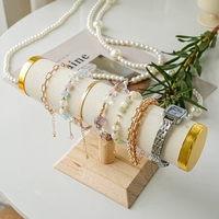 Luxe de haute qualité Logo personnalisé Blanc Bois Velours Cadeau Emballage Montre Bracelet Bijoux Présentoir Organisateur T-bar Titulaire
