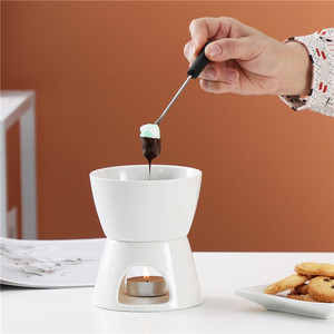 En gros, Ensemble de fondue en céramique <span class=keywords><strong>pour</strong></span> chocolat et fromage suisse, avec fourchette, gadgets de cuisine mignons - Product Image 6
