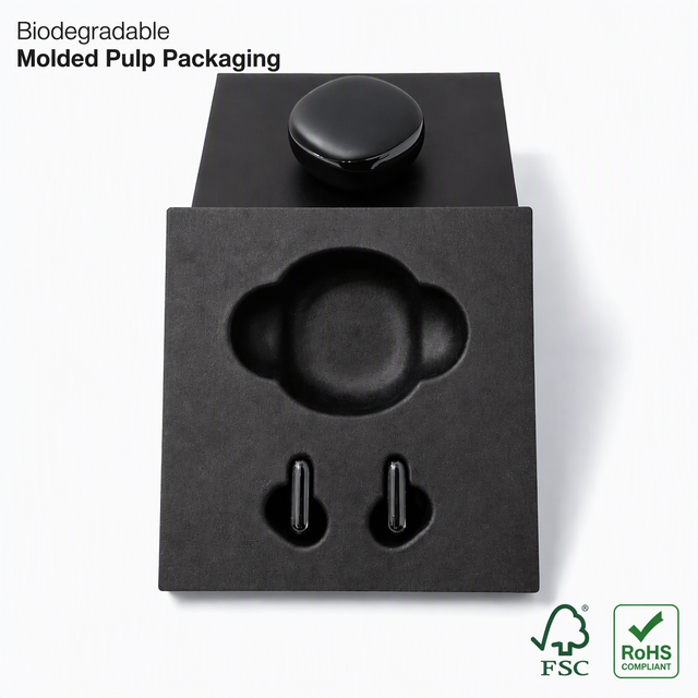 Custom Form-Fit Molded Pulp Insert Sugarcane Fiber Inner Tray Protective Packaging Biodegradable Sustainable for Audio Device