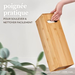 Boîte à mouchoirs en bois rectangulaire en bois massif avec poignée pour rangement de salle de bain, organisateur polyvalent, porte-papier - Product Image 1