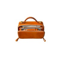 Sac à bandoulière carré pour cosmétiques, en cuir véritable, style vintage italien, géométrique, avec fermeture éclair, portable, étui à maquillage