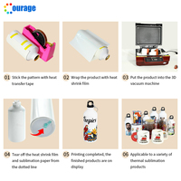 Film Thermorétractable de Sublimation Plusieurs Tailles, Accessoire Machine Sublimation 3D, Film Thermorétractable Blanc pour Four, Bouteilles et Mugs