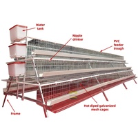 Cage à Poulets/Volailles 3 Niveaux 5 Portes Type A pour 120 Poulets/Lot, Pondoirs pour Poules Pondeuses, Poulailler pour 1000, 5000, 10000 Oiseaux