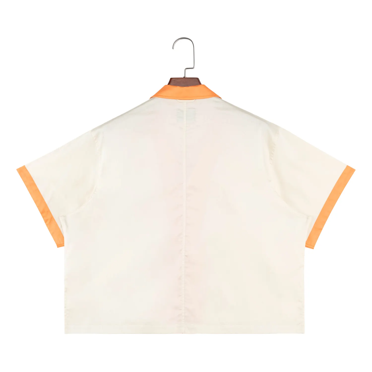 Custom Short Sleeve Contrast Trims Shirt Orange Beige Matching Cuban Collar Matching Vacation Beach Men Boxy Button Up Shirt