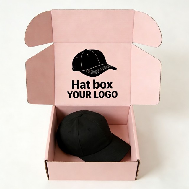 Customized logo Hat Packaging Box Eco Friendly High End Corrugated Shipping Box Digital Printing Mailer Gold Embossed Paper Box
