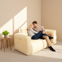 Sofá Inflable Portátil Moderno de Dos Plazas con Bomba Eléctrica Integrada, Plegable, Seccional, con Funda Extraíble, para Sala de Estar/Apartamento